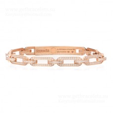 Hermes Dames Kelly Chaine armband met diamanten zilver/rosé goud/geel goud