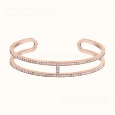Hermes Ever Chaine Dancre armband met pave diamanten witgoud/roze goudstijl