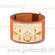 Hermes Collier de Chien Armband Oranje Met Goud