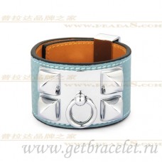Hermes Collier de Chien Armband Blauw Met Zilver