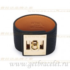 Hermes Kelly Dog Armband Zwart Met Goud
