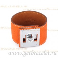Hermes Kelly Dog Armband Oranje Met Zilver