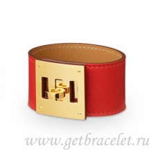 Hermes Kelly Dog Armband Rood Met Goud
