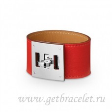 Hermes Kelly Dog Armband Rood Met Zilver