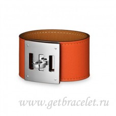 Hermes Kelly Dog Armband Oranje Met Zilver