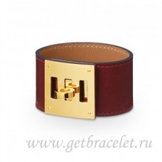 Hermes Kelly Dog Armband Koffie Met Goud
