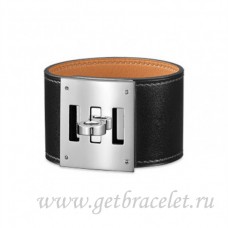 Hermes Kelly Dog Armband Zwart Met Zilver