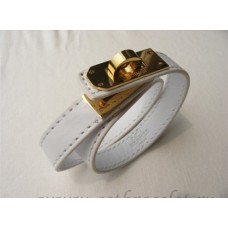 Hermes Rivale Double Wrap Armband Wit Met Goud