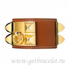 Hermes Collier de Chien Armband Bruin Met Goud