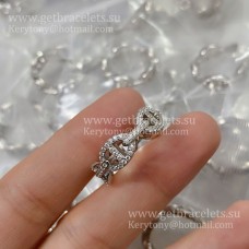 Hermes Collier de Chien-ring met pave-diamanten in roségoud/zilver voor dames UK Sale