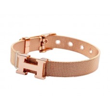 Hermes H Logo verstelbare bandarmband roze goud