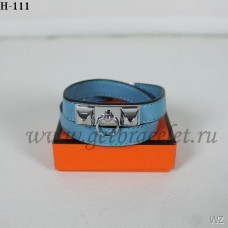 Hermes Rivale Dubbele Wikkelarmband Blauw Zilver