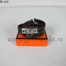 Hermes Rivale Dubbele Wikkelarmband Zwart Zilver