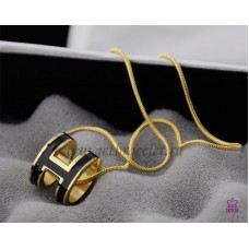 Hermes 3D Pop “H” logo Snake Bone zwarte ketting in geel goud