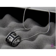 Hermes 3D Pop “H” logo Snake Bone zwarte ketting in wit goud