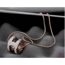 Hermes 3D Pop “H” logo Snake Bone witte ketting in roze goud