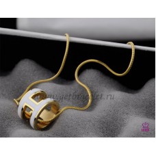 Hermes 3D Pop “H” logo Snake Bone witte ketting in geel goud