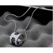 Hermes 3D Pop “H” logo Snake Bone witte ketting in wit goud