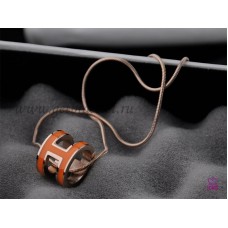 Hermes 3D Pop “H” logo Snake Bone Oranje ketting in roze goud