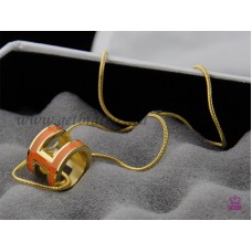 Hermes 3D Pop “H” logo Snake Bone Oranje ketting in geel goud