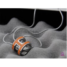 Hermes 3D Pop “H” logo Snake Bone Oranje ketting in wit goud