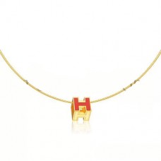 Hermes Cage dH Ketting Oranje in Lak Geel Goud