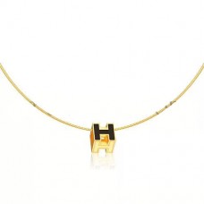 Hermes Cage dH Ketting Zwart in Lak Geel Goud