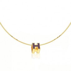 Hermes Cage dH Ketting Paars in Lak Geel Goud