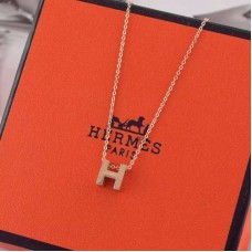 Hermes “H” Ketting Roze Goud