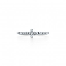 Tiffany T 925 zilveren kruis volledig diamanten damesdraadbandring