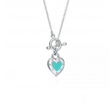 Tiffany Return To Turquoise Love Heart Toggle Hanger Blauw Emaille Zilveren Damesketting