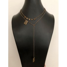 Christian Dior Brass Bee CD-motief vierkante hanger damesster dubbele schakelketting