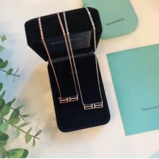 Tiffany T Twee Open Horizontale Bar Hanger Vrouwelijke Diamanten Ketting Rose Goud/Geel Goud/Zilver