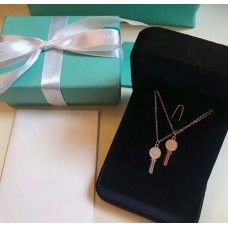 Tiffany Keys verharde diamanten ronde sleutel hanger vrouwelijke moderen sleutels ketting Rose God/zilver