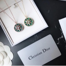 Christian Dior Rose Des Vents Dames Groene Achtpuntige Ster Hanger Diamanten Halsketting Geel Goud/Rose Goud