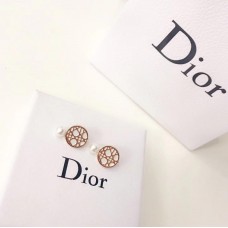 Dior White Pearl ronde geelgouden opengewerkte clipoorbellen