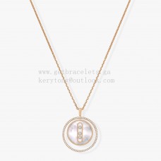 Messika Wit Parelmoer Lucky Move MM Ketting Roségoud en Witgoud