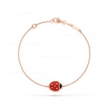 Van Cleef Arpels Lucky Lange Armband Gesloten Vleugels Lieveheersbeestje Rose Goud Carneool Onyx