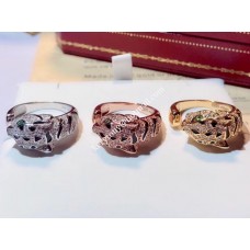 Panthere de Cartier Ring Witgoud/Geel Goud/Rose Smaragden en Onyx met Diamanten