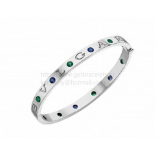 BVLGARI BVLGARI armband wit goud met 6 blauwe saffieren en 6 tsavorieten