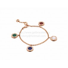 BVLGARI BVLGARI Armband in Roze Goud met Parelmoer Carneool Malachiet Lapis