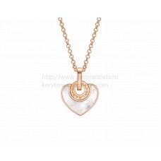 BVLGARI BVLGARI Cuore-hanger met ketting in roségoud met parelmoer