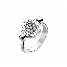 BVLGARI BVLGARI Flip witgouden ring met zwarte onyx en pave diamanten