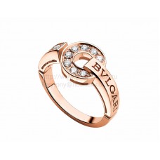 BVLGARI BVLGARI roze gouden ring met pave diamanten