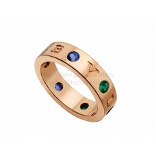 BVLGARI BVLGARI-ring in roze goud met blauwe saffieren en tsavoriet