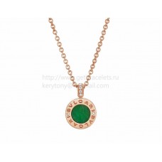 BVLGARI BVLGARI ketting Roze Goud met Groene Jade en Pave Diamanten