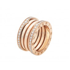 Bvlgari B.zero1 4-bands roségouden ring met pavé-diamanten langs de rand