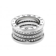 Bvlgari B.zero1 4-bands witgouden ring met pavé-diamanten