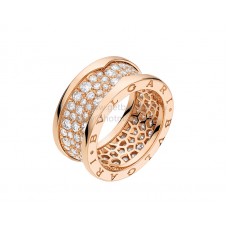 Bvlgari B.zero1 4-bands ring roze goud met pave diamanten