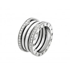 Bvlgari B.zero1 4-bands ring witgoud met pave diamanten aan de randen